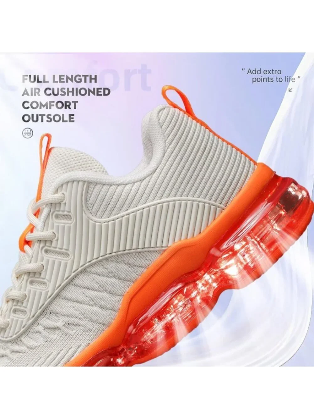 Women's Beige Orange Air Cushion Basketball Breathable Trainers Sneaker Shoes